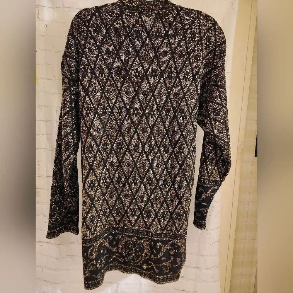 Vintage VG 1980's Pierre Cardin Blk/Gold Lurex Knit A-Line Mini Dress Sz.S USA - Picture 5 of 8